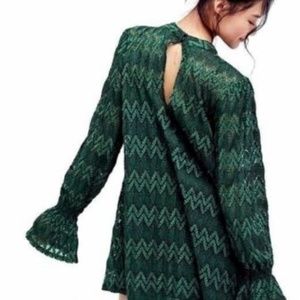 Free People Lace Simone Green Boho dress  NWT